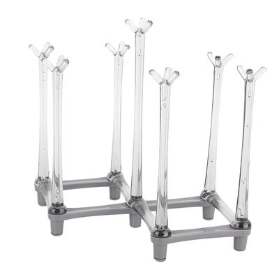 BEIJIALY Retractable Cup Drying Rack, Mug Draining Organizer, Drinking Glass Bottle Drainer Stand Water Mug Goblet Holder Organizer for Kitchen Countertop(Light Gray)