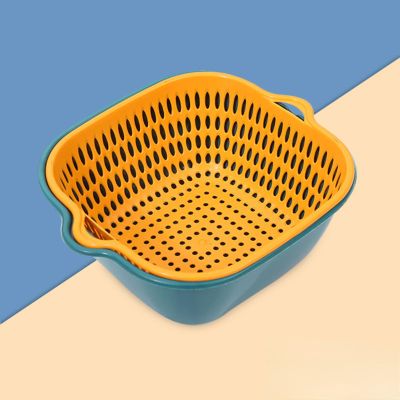 CUCCE Thickened Drain Basket Double-Layer Vegetable Washing Basket Multi-Functional Kitchen Draining Basket Household Fruit Basket