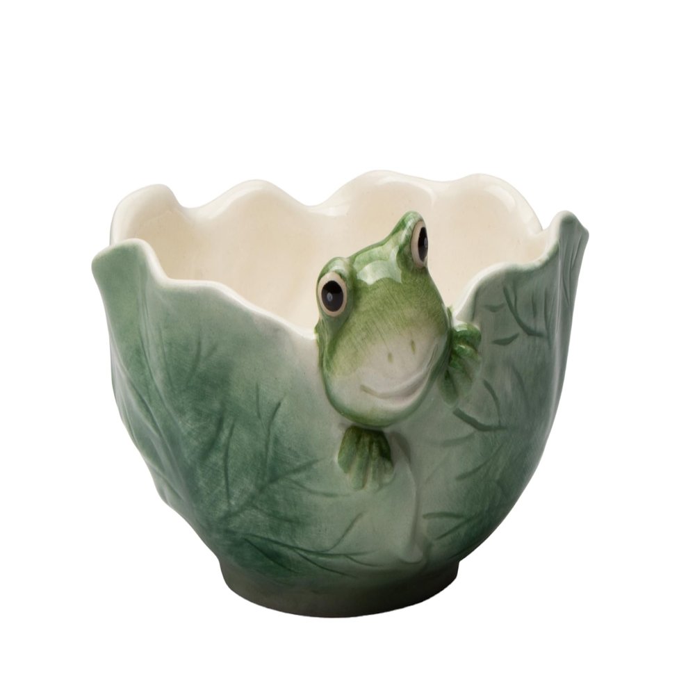 21057 Fine Ceramic Frog Decorative Candy Bowl, 5-1/8" L