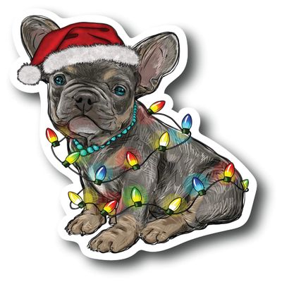 Christmas Dog Colorful Refrigerator Magnet | UV Printed 4-Inch Kitchen Decor Accessory Featuring Stunning Design | Merry Christmas Xmas Frenchie French Winter Elf Reindeer Santa Saint Nick CSM1513