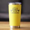 Life is Better with Chickens - Insulated Coffee Tumbler Cup with Sliding Lid - Stainless Steel Insulated Mug - Funny Chicken Gifts for Men & Women - Yellow view 2