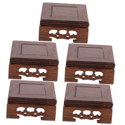 NOLITOY 5pcs Square Display Stand for Flower Pots and Statues Rustic Teapot Base Craft Riser for Home and Garden Decor Natural Wood Finish