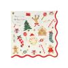 Meri Meri Christmas Paper Napkins (Pack of 16), Square Christmas Napkins Disposable, Thick & Absorbent 3-Ply Paper, Wavy Border view 2