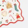 Meri Meri Christmas Paper Napkins (Pack of 16), Square Christmas Napkins Disposable, Thick & Absorbent 3-Ply Paper, Wavy Border view 3