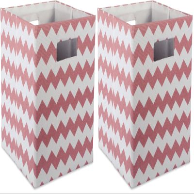 DII Collapsible Polyester Storage Cube, Chevron, Rose, Large (Pack of 2)