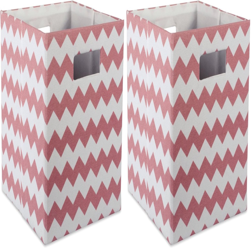 DII Collapsible Polyester Storage Cube, Chevron, Rose, Large (Pack of 2)
