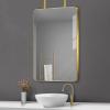 Gaommini Vanity/Makeup Mirror Ceiling Hanging Rod Mirror with Double Boom, Gold Metal Frame Mirrors for Bathroom Entry Living Room Mounted Mirror for Ceiling - Rectangle (Size : 40cmx60cm) view 1
