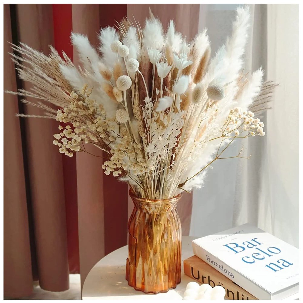 ZYAURA F 104 Pcs/Dried Pampas Grass,Pompous Grass,Bunny Tails Dried Flowers Reed Grass,for Flower Arrangements Boho Wedding Home Dcor Y