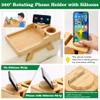 GHKINMAL Bamboo Couch Cup Holder, 4 in 1 Couch Arm Trays with 360Rotated Phone Holder, Non-Slip Clip on Side Table for Drinks/Remote/Snacks, Ideal Gift for Husband, Wife, Parents view 4