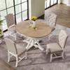 P PURLOVE Retro Style 5-Piece Round Dining Table Set for 4,Extendable Round Dining Table with 4 Upholstered Chairs for 4,Dining Room Table Set for Dining Room,Living Room view 1