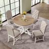P PURLOVE Retro Style 5-Piece Round Dining Table Set for 4,Extendable Round Dining Table with 4 Upholstered Chairs for 4,Dining Room Table Set for Dining Room,Living Room view 2