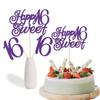 12Pcs Happy Sweet 16 Centerpiece Sticks 16th Birthday Decoration Sticks Hello 16 Centerpieces for Tables Funny 16th Birthday Anniversary Party Supplies Purple Glitter view 1