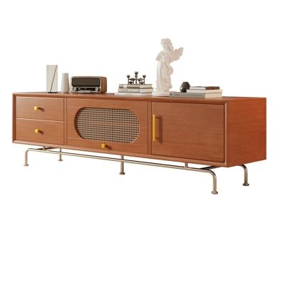 KIRANDY Solid Wood TV Cabinet Combo, Vintage Wall Unit for Small Living Rooms, Furniture for TV (Color : Cherry Wood, Size : 150x35x46cm)