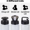Oldley Insulated Water Bottle 32oz Water Bottles with Straw, Stainless Steel Water Bottle with 3 Lids, Double Wall Vacuum Thermo for Adults Kids,Leak-Proof Sport Bottles for School Travel, White Black view 2