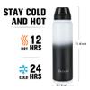Oldley Insulated Water Bottle 32oz Water Bottles with Straw, Stainless Steel Water Bottle with 3 Lids, Double Wall Vacuum Thermo for Adults Kids,Leak-Proof Sport Bottles for School Travel, White Black view 3
