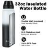 Oldley Insulated Water Bottle 32oz Water Bottles with Straw, Stainless Steel Water Bottle with 3 Lids, Double Wall Vacuum Thermo for Adults Kids,Leak-Proof Sport Bottles for School Travel, White Black view 4