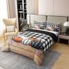 100% Cotton Fall Pumpkins Thanksgiving Bedding Queen, Black White Buffalo Plaid Duvet Cover, Rustic Farmhouse Wooden Board Comforter Cover for Adults Women Men, Happy Autumn Fall Quilt Cover Brown view 3