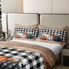 100% Cotton Fall Pumpkins Thanksgiving Bedding Queen, Black White Buffalo Plaid Duvet Cover, Rustic Farmhouse Wooden Board Comforter Cover for Adults Women Men, Happy Autumn Fall Quilt Cover Brown view 4