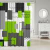 Erosebridal Lime Green Gray Geometric Shower Curtain 72" Wx78 L Black Grey White Square Bath Curtains for Kids Boys Girls Abstract Striped Bathroom Curtain Modern Simple Lines 12 Hooks view 2