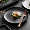 Black Crystal Frosted Glazed Steak Plate Western Food Knife and Fork Set Home Japanese Style Creative Steak Plate Flat Plate Hotel Tableware view 2