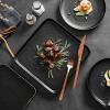 Black Crystal Frosted Glazed Steak Plate Western Food Knife and Fork Set Home Japanese Style Creative Steak Plate Flat Plate Hotel Tableware view 3