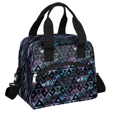 bisibuy Galaxy Geometric Lunch Bag with Pockets Leakproof Insulation Cool Chic Cute Lunch Box Waterproof Cooler Bag with Shoulder Strap