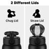 Oldley Insulated Water Bottle 12oz Water Bottles with Straw, Stainless Steel Water Bottle with 2 Lids, Double Wall Vacuum Bottels for Adults Kids, Leak-Proof Sport Bottles for School Travel, Black view 2