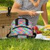 bisibuy Geometric Colorful Pattern Lunch Bag for Women Men Leakproof Insulated Lunch Box Abstract Reusable Cooler Tote with Front Pocket and Adjustable Shoulder Strap for Work Picnic Travel view 2