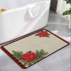 Christmas Holly Bath Mat for Tub,Non Slip Bathroom Floor Runner Rug Quick Dry & Absorbent Diatomaceous Earth Kitchen Shower Sink Washable Doormat,Xmas Pine Poinsettia Rustic Retro Plaid Red 18"x30" view 1