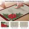 Christmas Holly Bath Mat for Tub,Non Slip Bathroom Floor Runner Rug Quick Dry & Absorbent Diatomaceous Earth Kitchen Shower Sink Washable Doormat,Xmas Pine Poinsettia Rustic Retro Plaid Red 18"x30" view 3