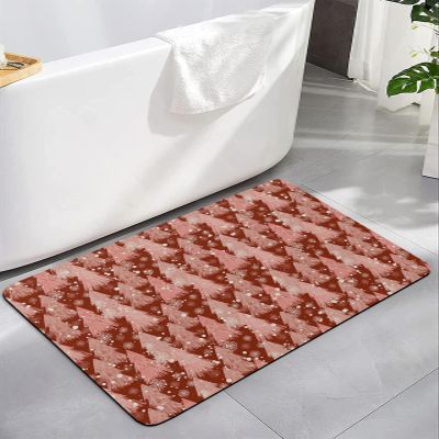 Christmas Bath Mat for Tub,Non Slip Bathroom Floor Runner Rug Quick Dry & Absorbent Diatomaceous Earth Kitchen Room Shower Sink Washable Doormat,Red Xmsa Forest Tree Cartoon Winter Snowflake 24"x36"