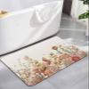Country Eucalyptus Flowers Bath Mat for Tub,Non Slip Bathroom Floor Runner Rug Quick Dry & Absorbent Diatomaceous Earth Shower Sink Washable Doormat,Fall Farmhouse Leaves Rose Dahlia Floral 16"x24" view 1