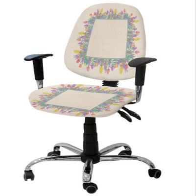 Flower Plants 2 Pieces Computer Office Chair Covers Set, Stretchable Desk Rotating Chair Seat Cushion Slipcover Back Covers, Decorative Protectors Cover Burlap Tulip Lavender Purple Floral