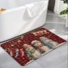 Christmas Bath Mat for Tub,Non Slip Bathroom Floor Runner Rug Quick Dry & Absorbent Diatomaceous Earth Kitchen Room Shower Sink Washable Doormat,Red Buffalo Plaid Snowflake Snowman Stocking 18"x30" view 1