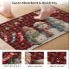 Christmas Bath Mat for Tub,Non Slip Bathroom Floor Runner Rug Quick Dry & Absorbent Diatomaceous Earth Kitchen Room Shower Sink Washable Doormat,Red Buffalo Plaid Snowflake Snowman Stocking 18"x30" view 3