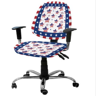 Double Love Stripes Stars Flag 2 Pieces Computer Office Chair Covers Set, Stretchable Desk Rotating Chair Seat Cushion Slipcover Back Covers, Decorative Protectors Cover Summer Fourth-of-July Holiday