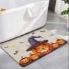 Horror Halloween Bath Mat for Tub,Non Slip Bathroom Floor Runner Rug Quick Dry & Absorbent Diatomaceous Earth Kitchen Room Shower Sink Washable Doormat,Skull Pumpkin Bat Berry Purple Orange 18"x30" view 1