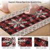 Christmas Snowflake Bath Mat for Tub,Non Slip Bathroom Floor Runner Rug Quick Dry & Absorbent Diatomaceous Earth Kitchen Room Shower Sink Washable Doormat,Buffalo Plaid Checkered Red Black 16"x24" view 3