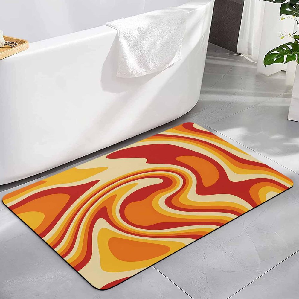 Abstract Marble Bath Mat for Tub,Non Slip Bathroom Floor Runner Rug Quick Dry & Absorbent Diatomaceous Earth Kitchen Room Shower Sink Washable Doormat,Psychedelic Illustration Modern Art 20"x32"