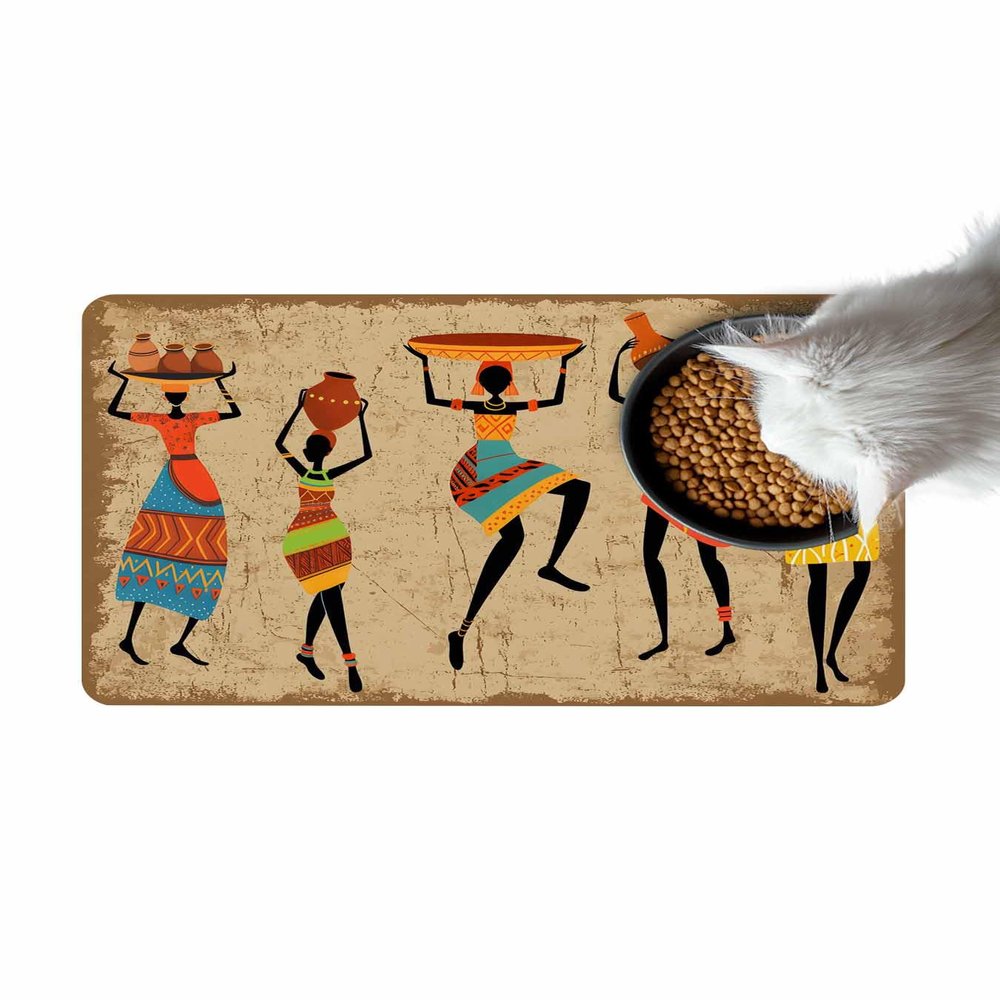 African Women Bath Mat for Tub,Non Slip Bathroom Floor Runner Rug Quick Dry & Absorbent Diatomaceous Earth Kitchen Shower Sink Washable Doormat,Retro Native American Indian Ethnic Bohemian 16"x24"