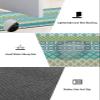 Bohemia Bath Mat for Tub,Non Slip Bathroom Floor Runner Rug Quick Dry & Absorbent Diatomaceous Earth Kitchen Room Shower Sink Washable Doormat,Geometric Blue Green Turquoise Stripe Flower 18"x30" view 2