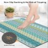 Bohemia Bath Mat for Tub,Non Slip Bathroom Floor Runner Rug Quick Dry & Absorbent Diatomaceous Earth Kitchen Room Shower Sink Washable Doormat,Geometric Blue Green Turquoise Stripe Flower 18"x30" view 4