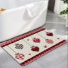 Valentine's Day Bath Mat for Tub,Non Slip Bathroom Floor Runner Rug Quick Dry & Absorbent Diatomaceous Earth Kitchen Room Shower Sink Washable Doormat,Rustic Love Heart Boho Stripes Plaid Red 24"x36" view 1