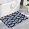 Abstract Navy Blue Bath Mat for Tub,Non Slip Bathroom Floor Runner Rug Quick Dry & Absorbent Diatomaceous Earth Kitchen Room Shower Sink Washable Doormat,Modern Minimalistic Geometric Stripes 18"x30" view 1