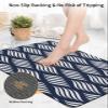 Abstract Navy Blue Bath Mat for Tub,Non Slip Bathroom Floor Runner Rug Quick Dry & Absorbent Diatomaceous Earth Kitchen Room Shower Sink Washable Doormat,Modern Minimalistic Geometric Stripes 18"x30" view 4