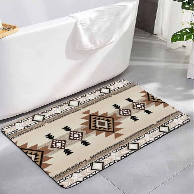 Boho Western Bath Mat for Tub,Non Slip Bathroom Floor Runner Rug Quick Dry & Absorbent Diatomaceous Earth Kitchen Room Shower Sink Washable Doormat,Southwest Native American Indian Geometric 16"x24"