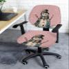 Blush Pink Snowma 2 Pieces Computer Office Chair Covers Set, Stretchable Desk Rotating Chair Seat Cushion Slipcover Back Covers, Decorative Protectors Cover Christmas Snowflake Buffalo Plaid Berry view 3