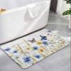Butter-flt Flower Bath Mat for Tub,Non Slip Bathroom Floor Runner Rug Quick Dry & Absorbent Diatomaceous Earth Kitchen Room Shower Sink Washable Doormat,Autumn Leaves Blue Yellow Farmhouse 18"x30" view 1