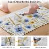 Butter-flt Flower Bath Mat for Tub,Non Slip Bathroom Floor Runner Rug Quick Dry & Absorbent Diatomaceous Earth Kitchen Room Shower Sink Washable Doormat,Autumn Leaves Blue Yellow Farmhouse 18"x30" view 3