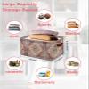 Red Contemporary Large Storage Baskets Bins Abstract Oriental Flower Leaves Collapsible Storage Box Laundry Organizer for Closet Shelf Nursery Kids Bedroom 15x11x9.5 2 Pack view 2